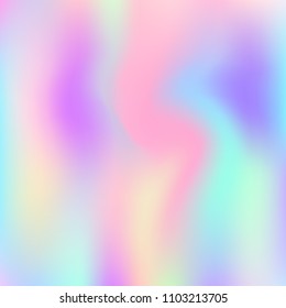 Hologram abstract background. Plastic gradient mesh backdrop with hologram. 90s, 80s retro style. Pearlescent graphic template for brochure, flyer, poster design, wallpaper, mobile screen.