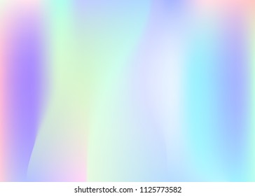 Hologram abstract background. Plastic gradient mesh backdrop with hologram. 90s, 80s retro style. Iridescent graphic template for brochure, flyer, poster design, wallpaper, mobile screen.