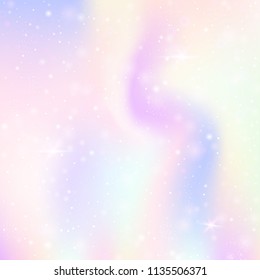 Hologram abstract background. Plastic gradient backdrop with hologram. 90s, 80s retro style. Iridescent graphic template for brochure, flyer, poster design, wallpaper, mobile screen.