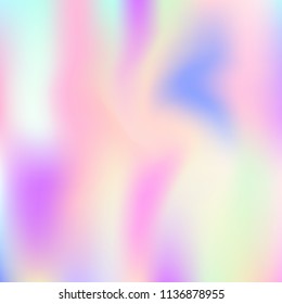 Hologram abstract background. Plastic gradient mesh backdrop with hologram. 90s, 80s retro style. Iridescent graphic template for banner, flyer, cover design, mobile interface, web app.