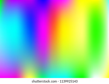 Hologram abstract background. Plastic gradient mesh backdrop with hologram. 90s, 80s retro style. Iridescent graphic template for placard, presentation, banner, brochure.