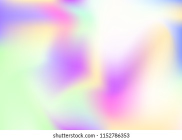 Hologram abstract background. Plastic gradient mesh backdrop with hologram. 90s, 80s retro style. Pearlescent graphic template for brochure, flyer, poster design, wallpaper, mobile screen.