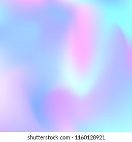 Hologram abstract background. Plastic gradient mesh backdrop with hologram. 90s, 80s retro style. Iridescent graphic template for banner, flyer, cover design, mobile interface, web app.