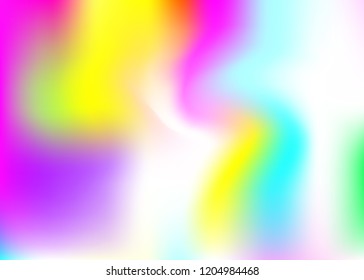 Hologram abstract background. Plastic gradient mesh backdrop with hologram. 90s, 80s retro style. Iridescent graphic template for brochure, banner, wallpaper, mobile screen.