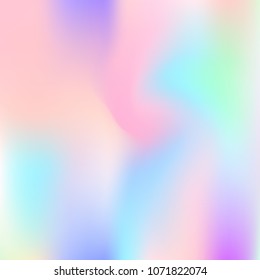 Hologram abstract background. Rainbow gradient mesh backdrop with hologram. 90s, 80s retro style. Iridescent graphic template for brochure, flyer, poster design, wallpaper, mobile screen.