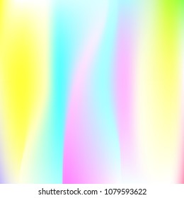 Hologram abstract background. Rainbow gradient mesh backdrop with hologram. 90s, 80s retro style. Pearlescent graphic template for banner, flyer, cover design, mobile interface, web app.