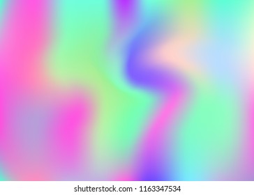 Hologram abstract background. Rainbow gradient mesh backdrop with hologram. 90s, 80s retro style. Pearlescent graphic template for brochure, banner, wallpaper, mobile screen.