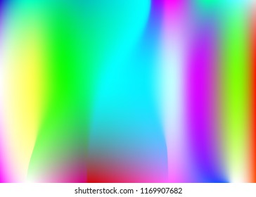 Hologram abstract background. Rainbow gradient mesh backdrop with hologram. 90s, 80s retro style. Iridescent graphic template for brochure, banner, wallpaper, mobile screen.