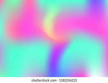 Hologram abstract background. Rainbow gradient mesh backdrop with hologram. 90s, 80s retro style. Iridescent graphic template for book, annual, mobile interface, web app.