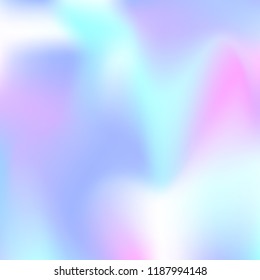 Hologram abstract background. Rainbow gradient mesh backdrop with hologram. 90s, 80s retro style. Iridescent graphic template for brochure, flyer, poster design, wallpaper, mobile screen.