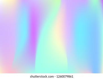 Hologram abstract background. Rainbow gradient mesh backdrop with hologram. 90s, 80s retro style. Iridescent graphic template for banner, flyer, cover design, mobile interface, web app.