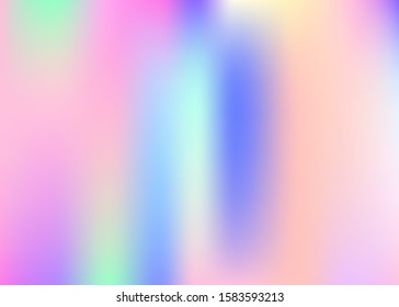 Hologram abstract background. Rainbow gradient mesh backdrop with hologram. 90s, 80s retro style. Iridescent graphic template for banner, flyer, cover design, mobile interface, web app.