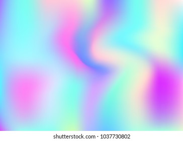 Hologram abstract background. Spectrum gradient mesh backdrop with hologram. 90s, 80s retro style. Pearlescent graphic template for book, annual, mobile interface, web app.