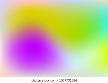 Hologram abstract background. Spectrum gradient mesh backdrop with hologram. 90s, 80s retro style. Iridescent graphic template for placard, presentation, banner, brochure.