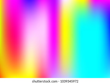 Hologram abstract background. Spectrum gradient mesh backdrop with hologram. 90s, 80s retro style. Pearlescent graphic template for placard, presentation, banner, brochure.