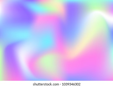 Hologram abstract background. Spectrum gradient mesh backdrop with hologram. 90s, 80s retro style. Pearlescent graphic template for banner, flyer, cover design, mobile interface, web app.