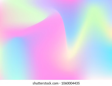Hologram abstract background. Spectrum gradient mesh backdrop with hologram. 90s, 80s retro style. Pearlescent graphic template for placard, presentation, banner, brochure.