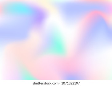 Hologram abstract background. Spectrum gradient mesh backdrop with hologram. 90s, 80s retro style. Pearlescent graphic template for placard, presentation, banner, brochure.