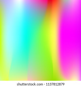 Hologram abstract background. Spectrum gradient mesh backdrop with hologram. 90s, 80s retro style. Pearlescent graphic template for brochure, flyer, poster design, wallpaper, mobile screen.