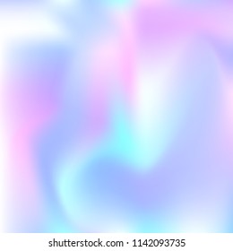 Hologram abstract background. Spectrum gradient mesh backdrop with hologram. 90s, 80s retro style. Pearlescent graphic template for brochure, flyer, poster design, wallpaper, mobile screen.