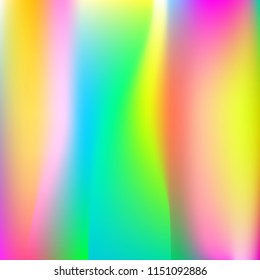 Hologram abstract background. Spectrum gradient mesh backdrop with hologram. 90s, 80s retro style. Pearlescent graphic template for banner, flyer, cover design, mobile interface, web app.