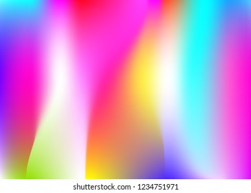 Hologram abstract background. Spectrum gradient mesh backdrop with hologram. 90s, 80s retro style. Iridescent graphic template for placard, presentation, banner, brochure.