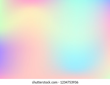 Hologram abstract background. Spectrum gradient mesh backdrop with hologram. 90s, 80s retro style. Iridescent graphic template for book, annual, mobile interface, web app.
