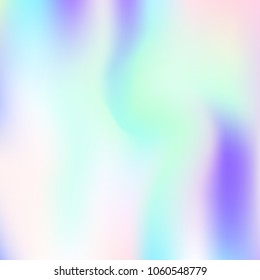 Hologram abstract background. Stylish gradient mesh backdrop with hologram. 90s, 80s retro style. Pearlescent graphic template for brochure, flyer, poster design, wallpaper, mobile screen.