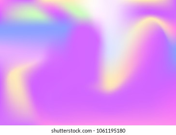 Hologram abstract background. Stylish gradient mesh backdrop with hologram. 90s, 80s retro style. Pearlescent graphic template for placard, presentation, banner, brochure.