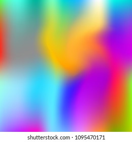 Hologram abstract background. Stylish gradient mesh backdrop with hologram. 90s, 80s retro style. Pearlescent graphic template for brochure, flyer, poster design, wallpaper, mobile screen.