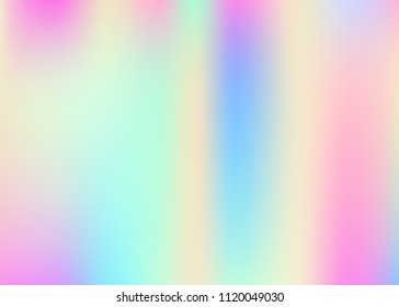 Hologram abstract background. Stylish gradient mesh backdrop with hologram. 90s, 80s retro style. Pearlescent graphic template for brochure, flyer, poster design, wallpaper, mobile screen.