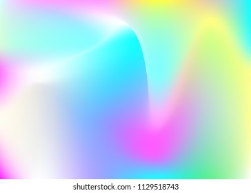 Hologram abstract background. Stylish gradient mesh backdrop with hologram. 90s, 80s retro style. Pearlescent graphic template for brochure, banner, wallpaper, mobile screen.
