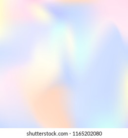 Hologram abstract background. Stylish gradient mesh backdrop with hologram. 90s, 80s retro style. Iridescent graphic template for brochure, flyer, poster design, wallpaper, mobile screen.