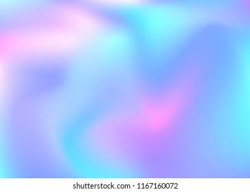 Hologram abstract background. Stylish gradient mesh backdrop with hologram. 90s, 80s retro style. Pearlescent graphic template for placard, presentation, banner, brochure.