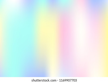 Hologram abstract background. Stylish gradient mesh backdrop with hologram. 90s, 80s retro style. Iridescent graphic template for placard, presentation, banner, brochure.