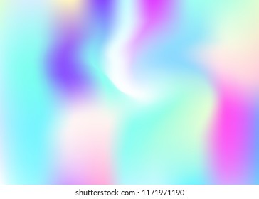 Hologram abstract background. Stylish gradient mesh backdrop with hologram. 90s, 80s retro style. Iridescent graphic template for book, annual, mobile interface, web app.