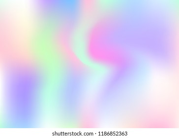 Hologram abstract background. Stylish gradient mesh backdrop with hologram. 90s, 80s retro style. Iridescent graphic template for placard, presentation, banner, brochure.