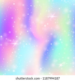 Hologram abstract background. Stylish gradient backdrop with hologram. 90s, 80s retro style. Pearlescent graphic template for brochure, flyer, poster design, wallpaper, mobile screen.