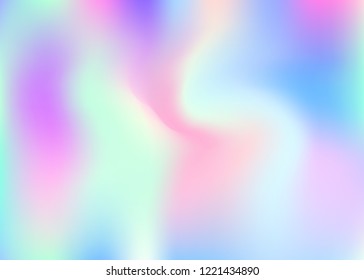 Hologram abstract background. Stylish gradient mesh backdrop with hologram. 90s, 80s retro style. Iridescent graphic template for banner, flyer, cover design, mobile interface, web app.