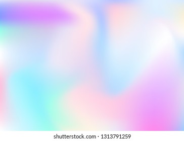 Hologram abstract background. Stylish gradient mesh backdrop with hologram. 90s, 80s retro style. Pearlescent graphic template for placard, presentation, banner, brochure.