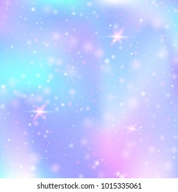 Hologram abstract background. Trendy gradient backdrop with hologram. 90s, 80s retro style. Iridescent graphic template for banner, flyer, cover design, mobile interface, web app.