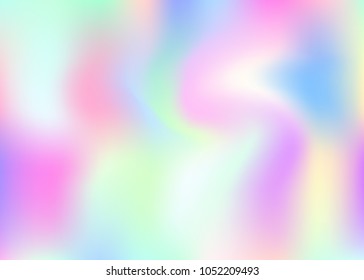 Hologram abstract background. Trendy gradient mesh backdrop with hologram. 90s, 80s retro style. Pearlescent graphic template for placard, presentation, banner, brochure.