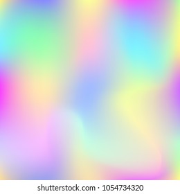 Hologram abstract background. Trendy gradient backdrop with hologram. 90s, 80s retro style. Iridescent graphic template for banner, flyer, cover design, mobile interface, web app.