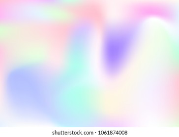 Hologram abstract background. Trendy gradient mesh backdrop with hologram. 90s, 80s retro style. Pearlescent graphic template for book, annual, mobile interface, web app.
