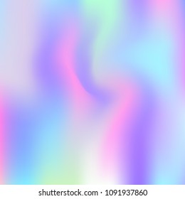 Hologram abstract background. Trendy gradient mesh backdrop with hologram. 90s, 80s retro style. Iridescent graphic template for banner, flyer, cover design, mobile interface, web app.