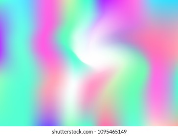 Hologram abstract background. Trendy gradient mesh backdrop with hologram. 90s, 80s retro style. Pearlescent graphic template for brochure, banner, wallpaper, mobile screen.
