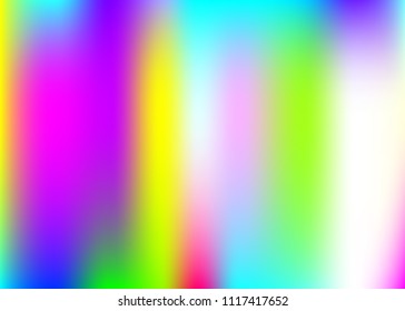 Hologram abstract background. Trendy gradient mesh backdrop with hologram. 90s, 80s retro style. Iridescent graphic template for brochure, banner, wallpaper, mobile screen.