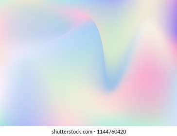 Hologram abstract background. Trendy gradient mesh backdrop with hologram. 90s, 80s retro style. Pearlescent graphic template for brochure, flyer, poster design, wallpaper, mobile screen.