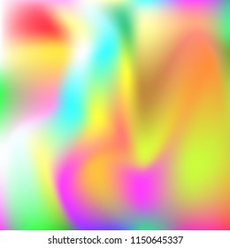 Hologram abstract background. Trendy gradient mesh backdrop with hologram. 90s, 80s retro style. Iridescent graphic template for brochure, flyer, poster design, wallpaper, mobile screen.