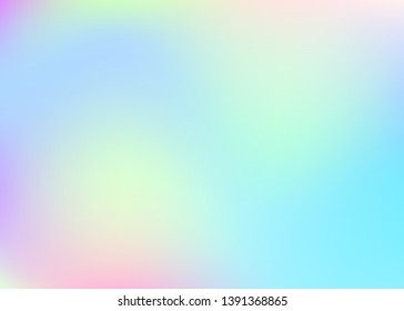 Hologram abstract background. Trendy gradient mesh backdrop with hologram. 90s, 80s retro style. Iridescent graphic template for brochure, flyer, poster design, wallpaper, mobile screen.